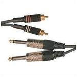 2 x RCA Phono Plugs To 2 x 6.3mm Mono Jack Plugs - 6.0m