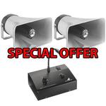 Forecourt PA with 2 x Weatherproof Horn Speakers 