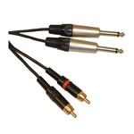 Black Professional 5m 2 Core Screened 2x 6.35 mm Mono Jack Plugs to 2x Phono Plugs 