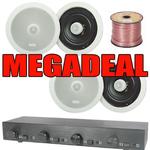 2 Pairs of 6.25'' 4-Zone Volume Control & 100m Cable MEGADEAL 
