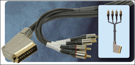 SCART Plug To 4 x RCA Phono Plugs - Gold Plated 1.5m