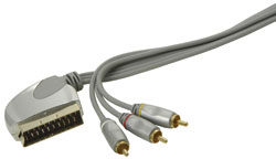 Switched Scart Plug to 3 x RCA Phono Plugs (Silver Link Collection)
