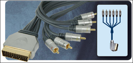 High Performance Scart Plug To 6 X RCA Phono Plugs 1.5M