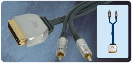 High Performance Scart Plug To 2 X RCA Phono Plugs <b>Various Lengths</b>