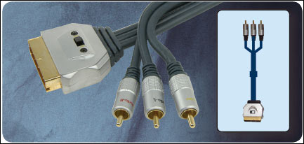 High Performance Switched (In/Out) Scart Plug To 3 RCA Phono Plugs <b>Various Lengths</b>