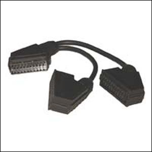 SCART Plug To 2 x SCART Sockets - 90mm