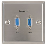 2 x VGA Steel Wallplate