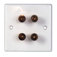 4 x 4mm Flush Mount Speaker Wallplate Binding Posts Gold