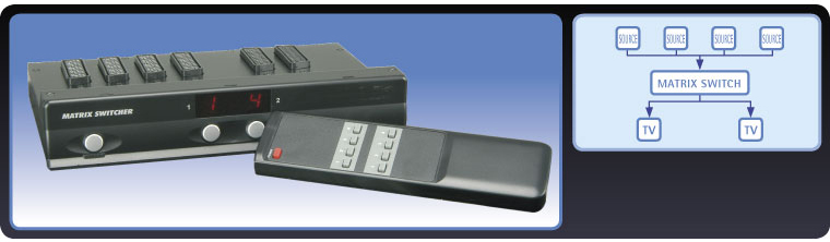 4 x 2 AV Scart Matrix Switcher With IR Remote Control