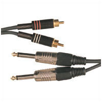 2 x RCA Phono Plugs To 2 x 6.3mm Mono Jack Plugs - <various Lengths</b>