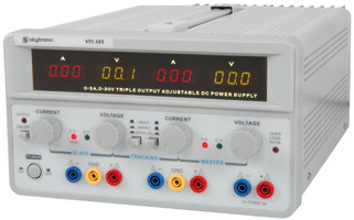 Triple Output Regulated Power Supply With Variable Outputs 2 x 0-30V / 0-3A + 5V / 3A Fixed