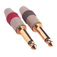 Gold Plated 6.3mm Mono Jack Plugs Red or Black