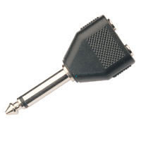 6.3mm Mono Plug To 2 x 3.5mm Mono Sockets