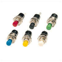Miniature Push-To-Break Switch Normally Closed 125Vac Various Colours