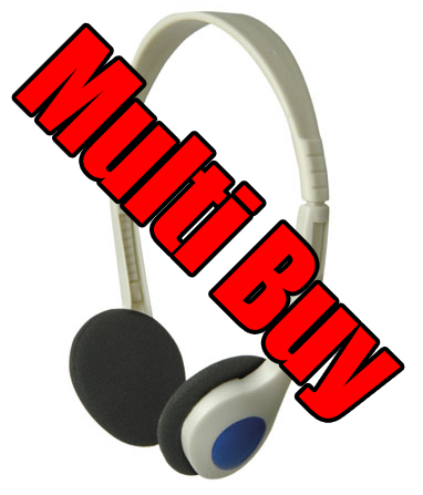 <b>Multi Buy</b> 100 Lightweight Stereo Headphones - Ideal for Computers