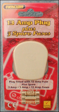 13A Mains Plug With 3 Spare Fuses