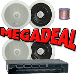 2 Pairs of 8'' Pro Ceiling Speakers, 6-Zone Speaker Switch & 100m Hi-Grade Cable