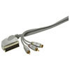Switched SCART Plug to S-VHS Plug+ 2 x RCA Phono Plugs - Oxygen Free - 24k Gold Connectors   - 1.5m