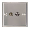 TV Satellite Steel Wallplate with Coax & F Connector