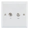 TV Satellite White Wallplate with Coax & F Connector 