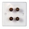 4 x 4mm Flush Mount Speaker Wallplate Binding Posts Gold