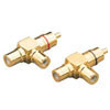 RCA Phono Plug - 2 x RCA Phono Sockets T-splitter Various Colours