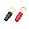 Set Of 4 Red/Black Gold Plated 14mm Ring Terminals 6.2mm� Cable