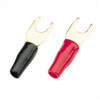 Set Of 4 Red/Black Gold Plated 5.2mm Spade Terminals 3.8mm� Cable
