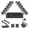PA Package 5 - 12 Horn Speakers, 480W Amp, 2 x Wireless Mics, Paging Mic & 200M Cable