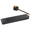Black 4-Way Extension Lead - 2M 