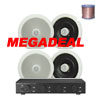 2 Pairs of 8'' Pro-Plus Ceiling Speakers, 4-Zone Volume Control & 100m Hi-Grade Cable MEGADEAL