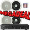2 Pairs of 8'' Pro-Plus Ceiling Speakers, 4-Zone Volume Control & 100m Hi-Grade Cable MEGADEAL