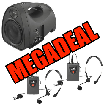 2 Channel 35W Wireless System With 2 x Headset & Tie Clip Sets