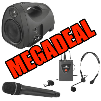 2 Channel 35W Wireless System With 1 x Handheld Mic & 1 x Headset & Tie Clip Set