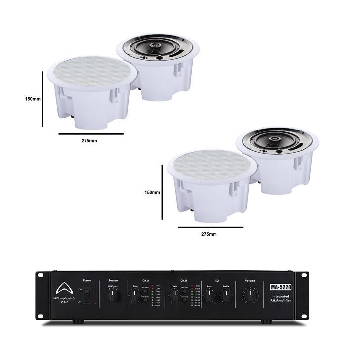 Wharfedale Amplifier 2 Zone With 4 X Ceiling Speakers