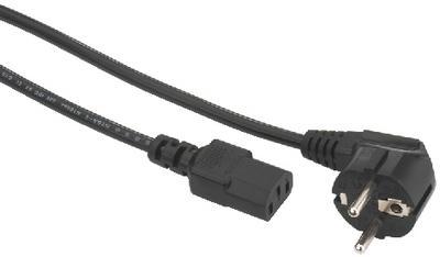 Mains Cable Right-angle earthed plug to 3-pin IEC inline jack