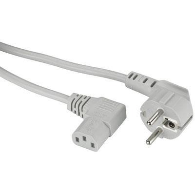 Mains Cable Right-angle earthed plug to right-angle 3-pin IEC inline jack