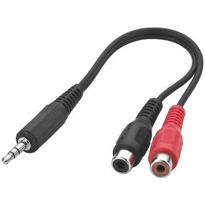 Stereo Audio/Video Cable Adapter 2 x RCA Inline Jack 15cm 