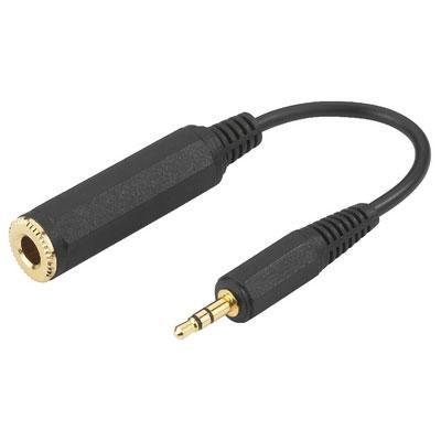 Cable Adapter 3.5mm stereo plug to 6.3mm stereo inline jack 19.5cm