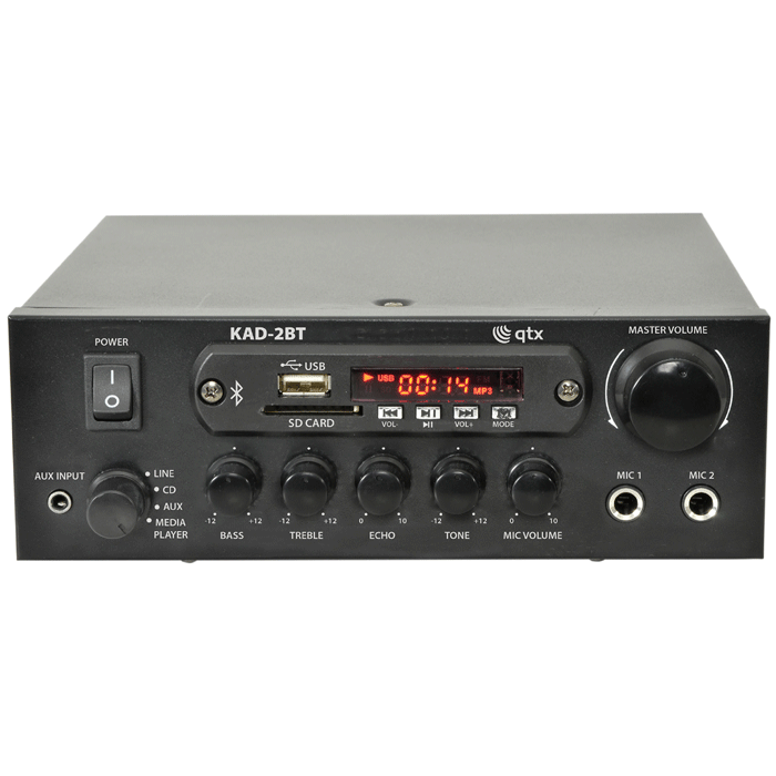 QTX KAD-2BT Digital Stereo Amplifier 2 x 55W With Bluetooth Front - main image