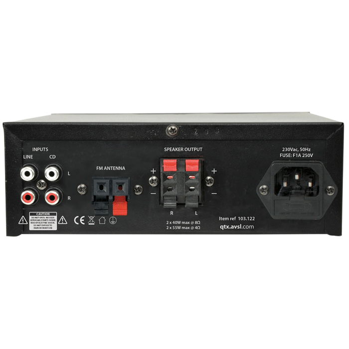 QTX KAD-2BT Digital Stereo Amplifier 2 x 55W With Bluetooth Rear - main image