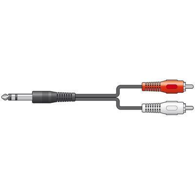 6.3mm Stereo Plug To 2x RCA Phono Plugs <B>Choose From Various Lengths</b> - main image