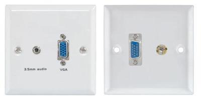 VGA and 3.5mm Audio Wallplate White