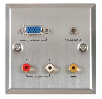 Thru-VGA/Audio/Video Steel Wallplate ST