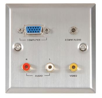 VGA/Audio/Video Steel Wallplate