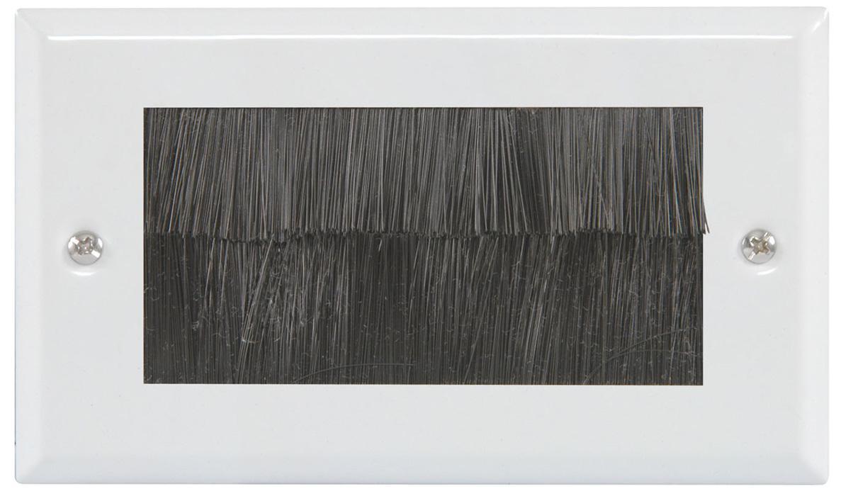 Double Gang Brush Wall Plate - Steel or White - main image