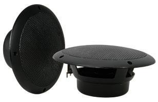 Pair Of 100W Max 8 Ohm Water Resistant Ceiling Speakers - Black