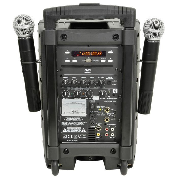 QTX PAV8 Portable PA Set With UHF Mics, Bluetooth & DVD - main image