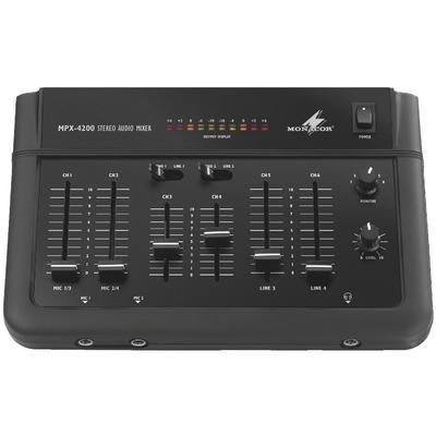 Monacor MPX-4200 Stereo Audio Mixer With Line & Mic Inputs - main image