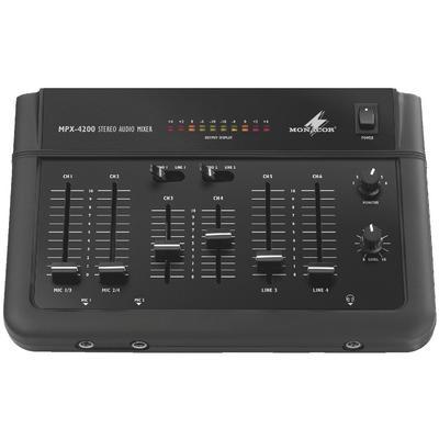 Monacor MPX-4200 Stereo Audio Mixer With Line & Mic Inputs